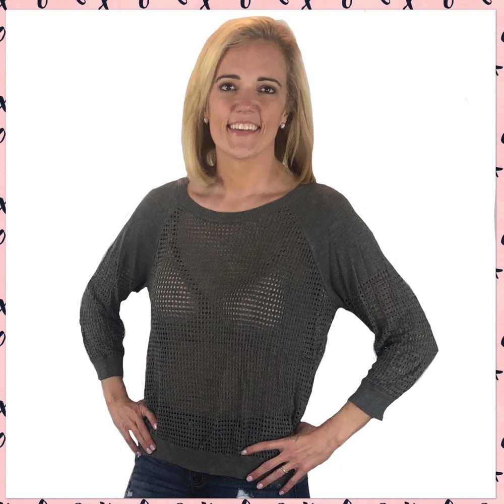 Express Gray Mesh Sweater Size Large